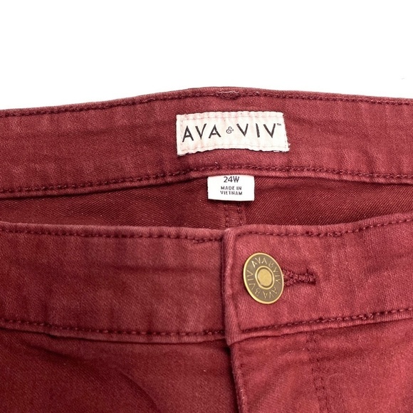 Ava & Viv Skinny Women's size 24W Red Denim Jeans - Picture 3 of 4